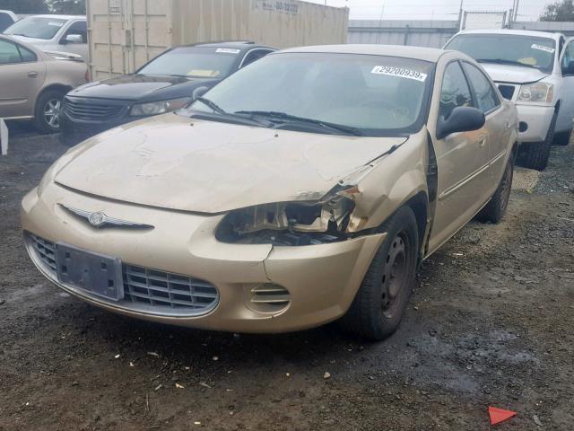 1C3EL46UX1N697927 - 2001 CHRYSLER SEBRING LX GOLD photo 2