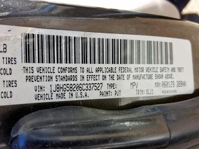 1J8HG58206C337527 - 2006 JEEP COMMANDER GREEN photo 10