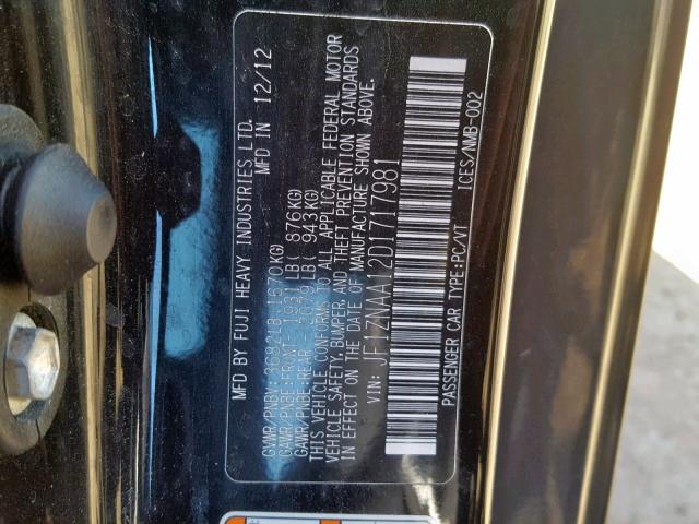 JF1ZNAA12D1717981 - 2013 TOYOTA SCION FR-S BLACK photo 10