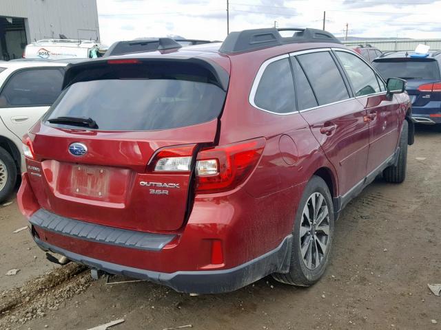 4S4BSENC4G3262952 - 2016 SUBARU OUTBACK 3. RED photo 4