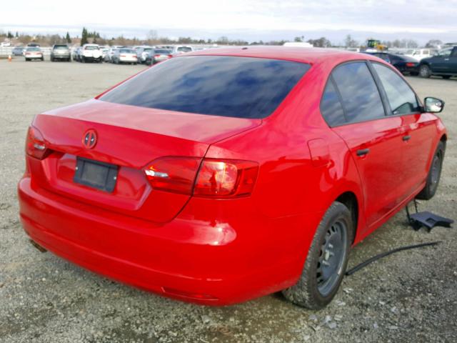 3VW2K7AJ5CM348958 - 2012 VOLKSWAGEN JETTA BASE RED photo 4