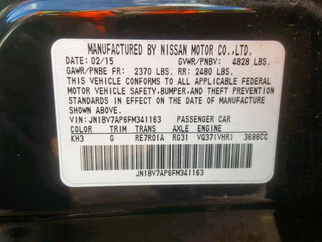 JN1BV7AP6FM341163 - 2015 INFINITI Q50 BASE BLACK photo 10