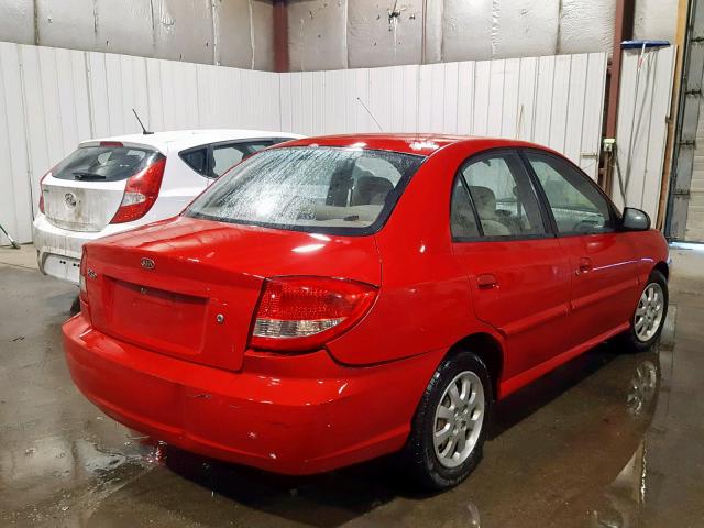 KNADC125936268616 - 2003 KIA RIO RED photo 4