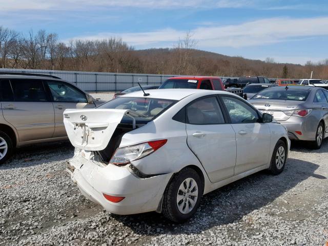 KMHCT4AE5GU110689 - 2016 HYUNDAI ACCENT SE WHITE photo 4