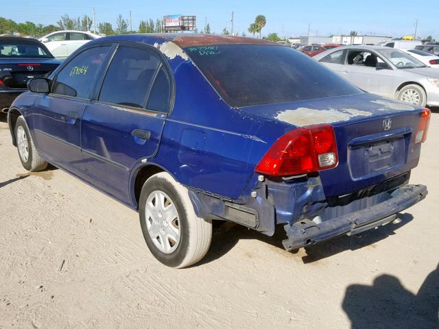 2HGES16365H561685 - 2005 HONDA CIVIC DX V BLUE photo 3