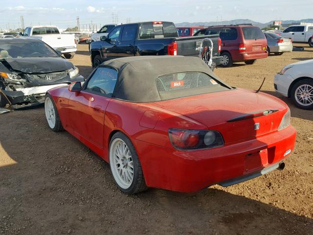 JHMAP11461T000428 - 2001 HONDA S2000 RED photo 3