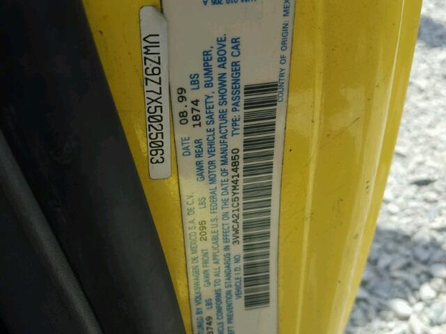 3VWCA21C5YM414850 - 2000 VOLKSWAGEN NEW BEETLE ყვითელი ფოტო 10