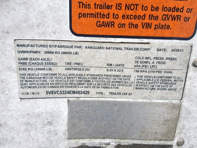 5V8VC5324EM402429 - 2014 OTHR TRAILER WHITE photo 10