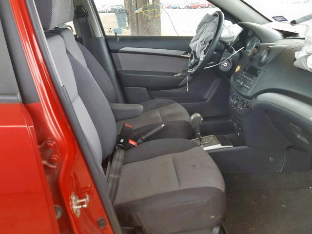 KL1TD66E09B300363 - 2009 CHEVROLET AVEO LS RED photo 5