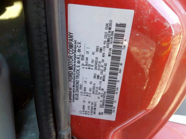 3FRWX65B77V483848 - 2007 FORD F650 SUPER RED photo 10