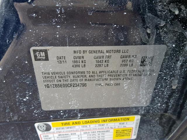 1G1ZB5E09CF234798 - 2012 CHEVROLET MALIBU LS 蓝色 照片 10