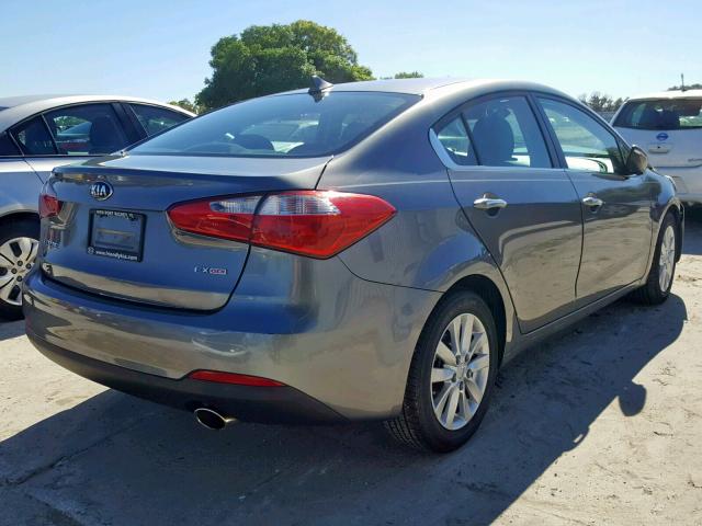 KNAFX4A81F5316176 - 2015 KIA FORTE EX GRAY photo 4