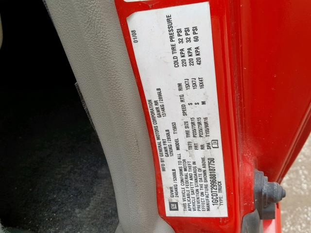 1GCDT299688187750 - 2008 CHEVROLET COLORADO L RED photo 10