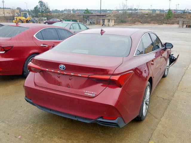 4T1B21FB3KU001930 - 2019 TOYOTA AVALON XLE RED photo 4