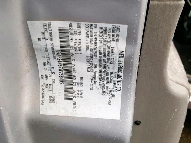 1FAFP34N67W258405 - 2007 FORD FOCUS ZX4 GRAY photo 10