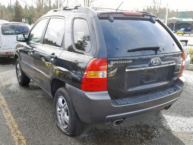 KNDJE723387464943 - 2008 KIA SPORTAGE E BLACK photo 3