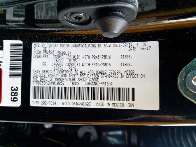 3TMBZ5DN2HM010250 - 2017 TOYOTA TACOMA DOUBLE CAB  照片 10