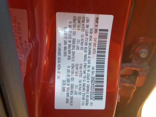 JM3TB3DV0D0406646 - 2013 MAZDA CX-9 GRAND RED photo 10