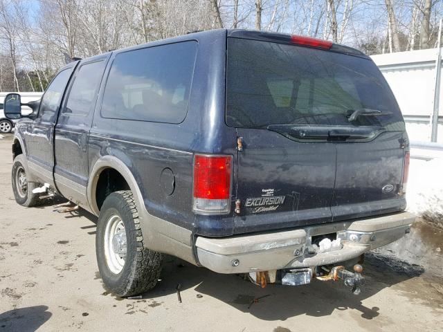 1FMNU43SXYED92820 - 2000 FORD EXCURSION BLUE photo 3
