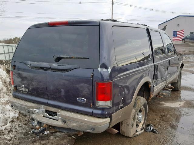 1FMNU43SXYED92820 - 2000 FORD EXCURSION BLUE photo 4