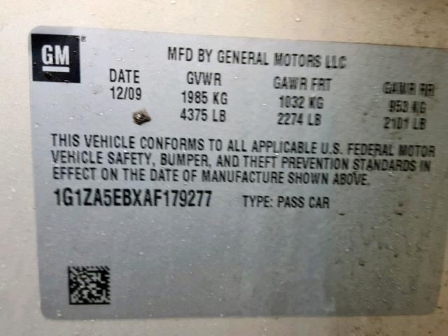 1G1ZA5EBXAF179277 - 2010 CHEVROLET MALIBU LS TAN photo 10