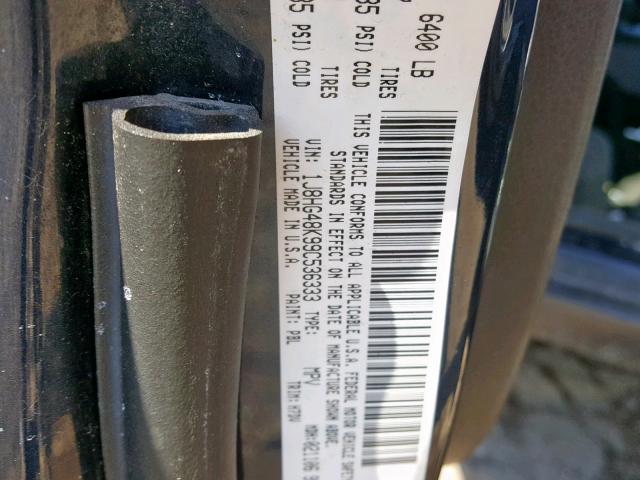 1J8HG48K99C536333 - 2009 JEEP COMMANDER BLUE photo 10