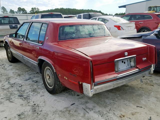 1G6CD53B6M4238304 - 1991 CADILLAC DEVILLE RED photo 3