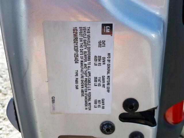 1G2WR521X3F125404 - 2003 PONTIAC GRAND PRIX GRAY photo 10