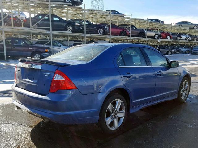 3FAHP0DC9AR103444 - 2010 FORD FUSION SPO BLUE photo 4