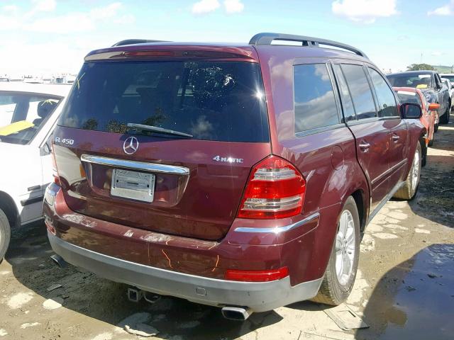 4JGBF71E57A124873 - 2007 MERCEDES-BENZ GL 450 4MA BURGUNDY photo 4