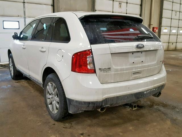 2FMDK3JC1DBE17603 - 2013 FORD EDGE SEL WHITE photo 3