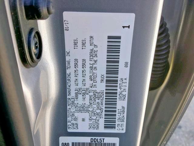 5TFHW5F14HX625261 - 2017 TOYOTA TUNDRA CRE SILVER photo 10