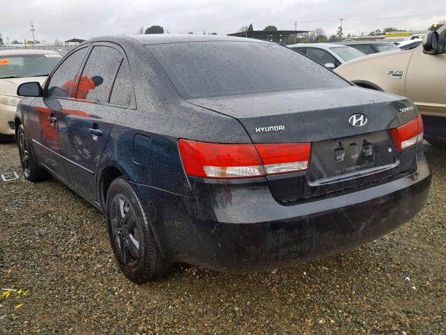 5NPET46CX6H167662 - 2006 HYUNDAI SONATA GL BLACK photo 3