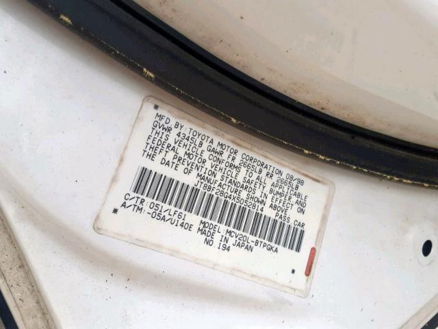 JT8BF28G4X5052814 - 1999 LEXUS ES 300 WHITE photo 10