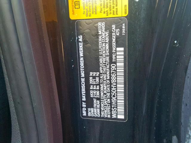 WBS1H9C50HV886790 - 2017 BMW M2 BLACK photo 10