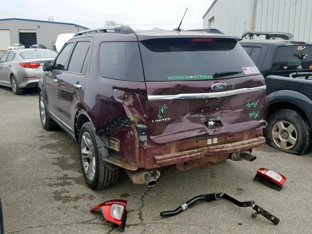 1FMHK7F87BGA33277 - 2011 FORD EXPLORER L MAROON photo 3