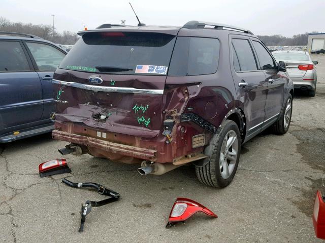 1FMHK7F87BGA33277 - 2011 FORD EXPLORER L MAROON photo 4