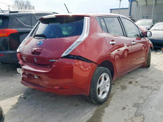 1N4AZ0CP4FC304304 - 2015 NISSAN LEAF S RED photo 4