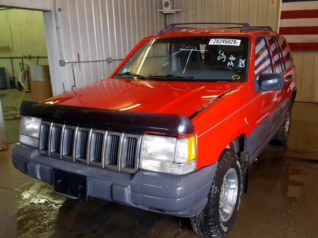 1J4GZ58S2WC166304 - 1998 JEEP GRAND CHER RED photo 2