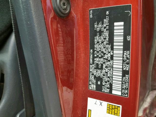 JTLKT324064115480 - 2006 TOYOTA SCION XB 勃艮第红 照片 10