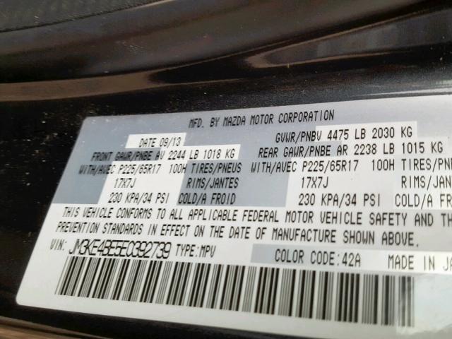 JM3KE4BE5E0392739 - 2014 MAZDA CX-5 SPORT GRAY photo 10