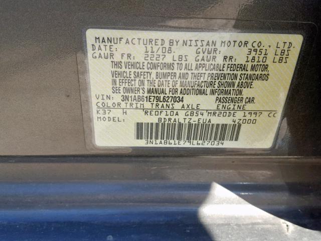 3N1AB61E79L627034 - 2009 NISSAN SENTRA 2.0 BROWN photo 10