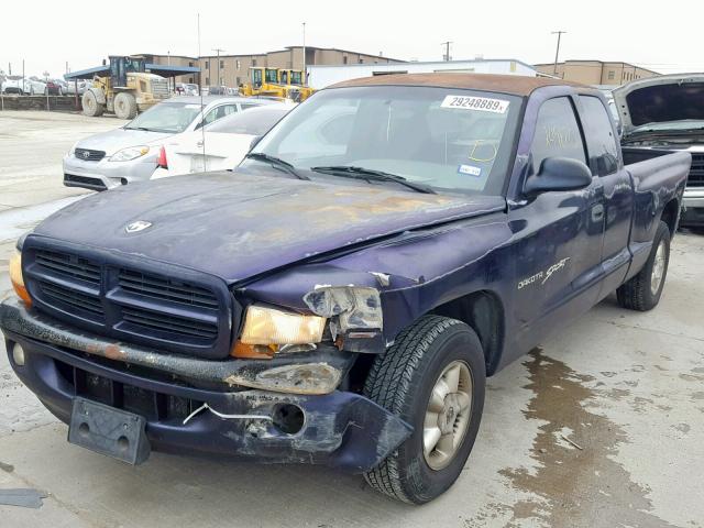 1B7FL22P4WS597089 - 1998 DODGE DAKOTA BLUE photo 2