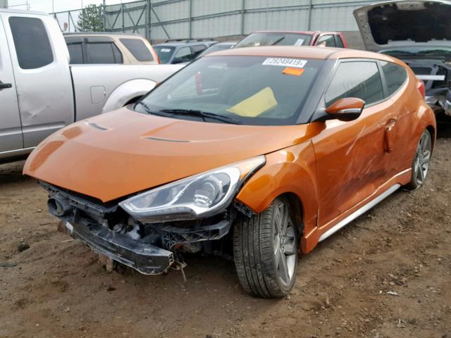 KMHTC6AE5DU158569 - 2013 HYUNDAI VELOSTER T ORANGE photo 2