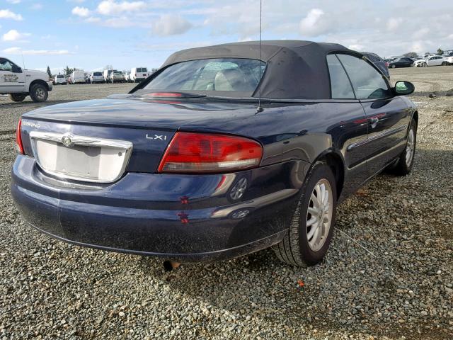 1C3EL55T73N573020 - 2003 CHRYSLER SEBRING LX BLUE photo 4