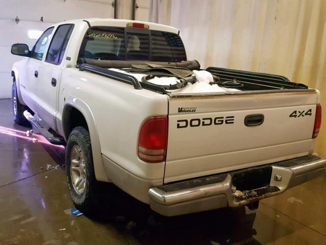 1B7GG2AN71S124496 - 2001 DODGE DAKOTA QUA WHITE photo 3