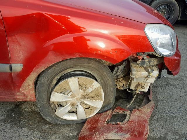 KNADE223696487718 - 2009 KIA RIO BASE RED photo 9