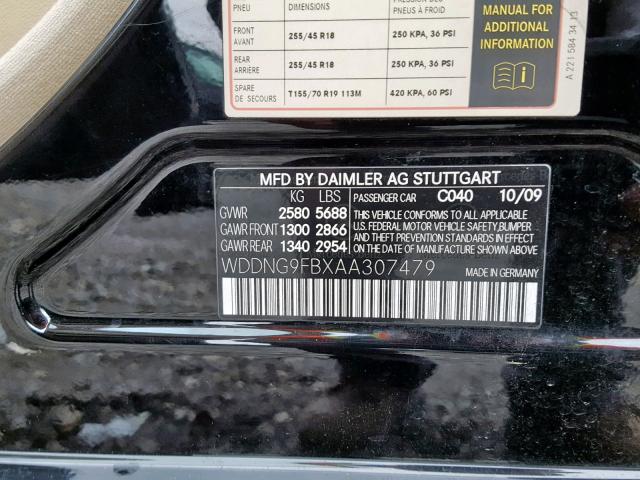 WDDNG9FBXAA307479 - 2010 MERCEDES-BENZ S 400 BLACK photo 10