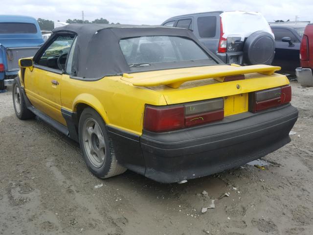 1FABP44E7KF144880 - 1989 FORD MUSTANG LX YELLOW photo 3