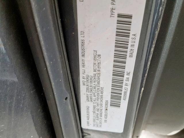 4S3BL676X74206054 - 2007 SUBARU LEGACY GT GRAY photo 10